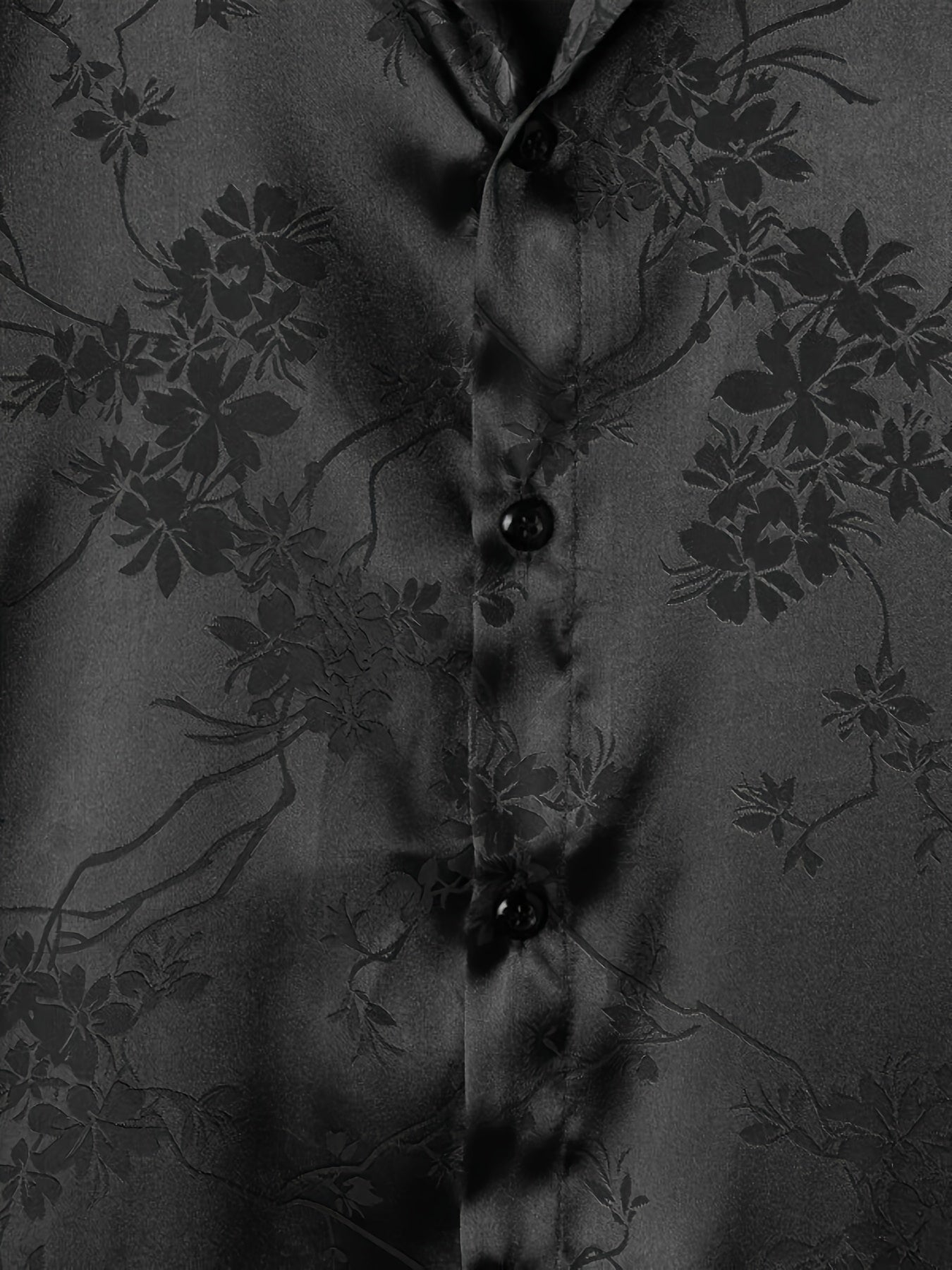 Men's Short Sleeve Button-Up Shirt with Floral Print Lightweight Polyester Summer Casual Collared Shirt