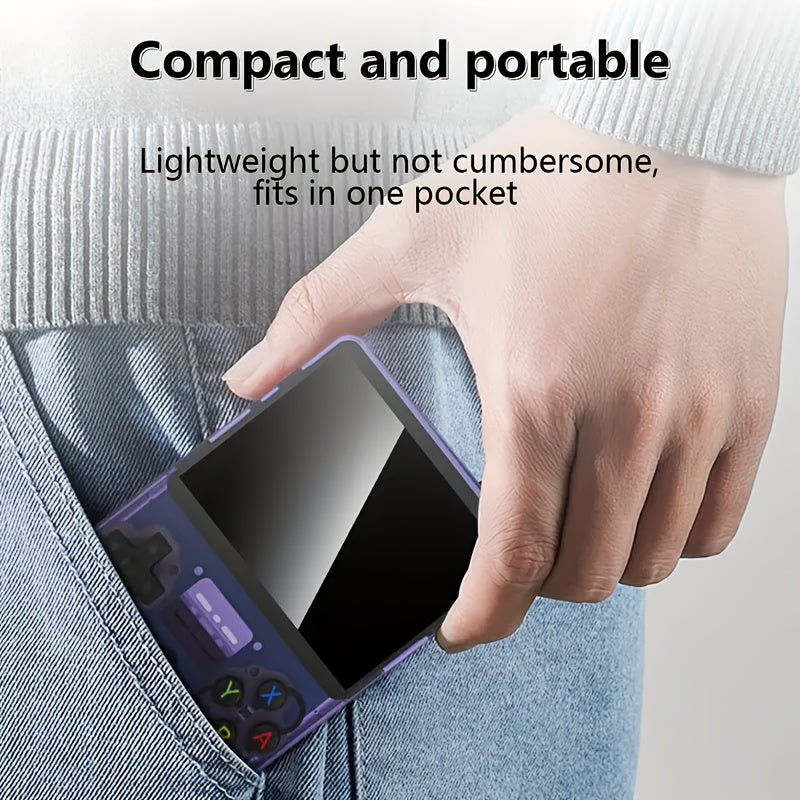 64G xotira bilan portativ video o'yin konsoli, ishga tushganda darhol o'ynash, 3.5 dyuymli IPS ekran va 7 ta rang variantlarini sozlash imkoniyati, baxtli bolalik xotiralarini uyg'otish uchun mo'ljallangan.