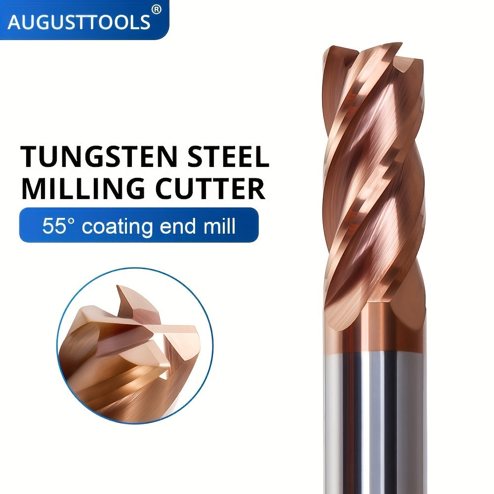 55 Degree Bronze Tungsten Steel Milling Cutter with 4 Blades Coated Carbide End Mill for CNC Machining