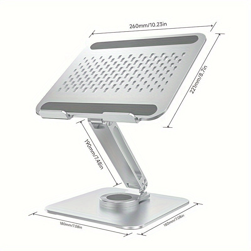 Aluminum Laptop Stand with 360° Rotating Base Ergonomic Adjustable Non-Slip