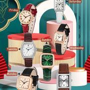 Women's Quartz Watch Set with Faux Leather Straps Casual Retro Gift Box Collection