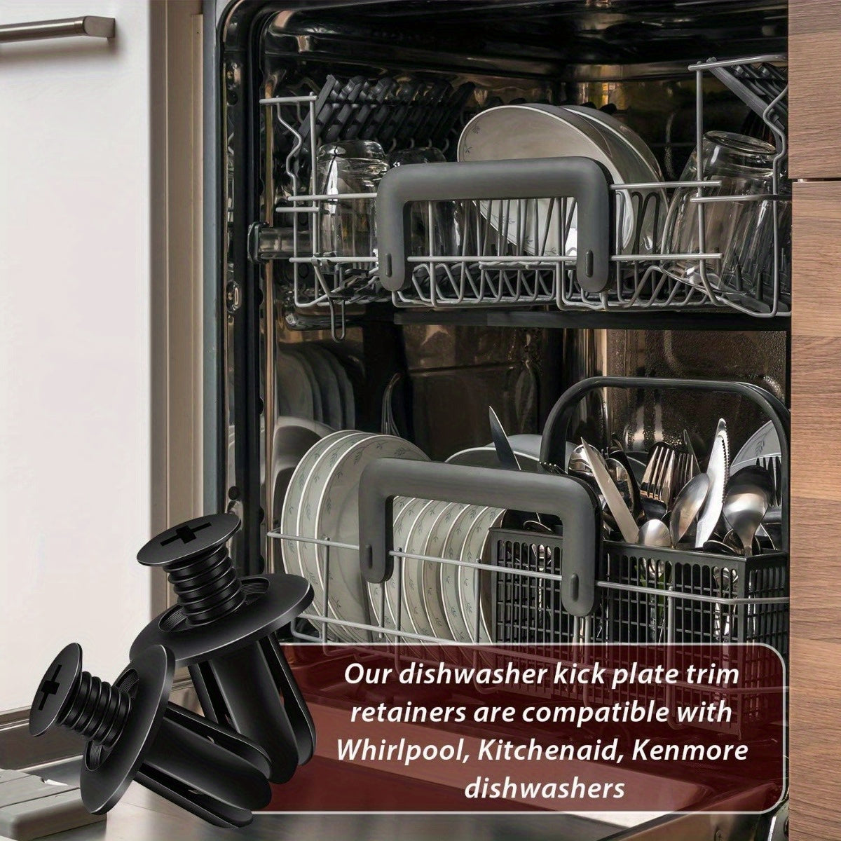 20pcs Plastic Rivets Clips for Dishwasher Kick Plate Trim Replacement