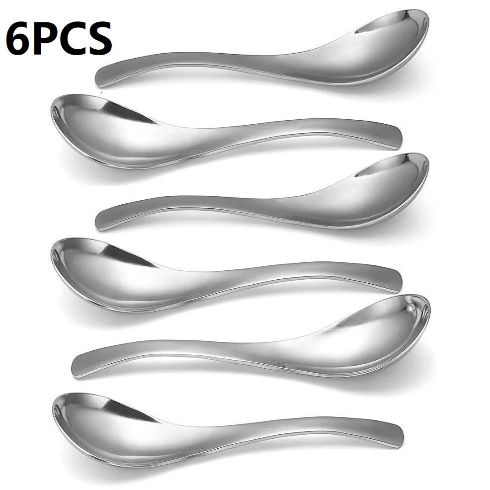 Set of 6 Heavyweight Stainless Steel Soup Spoons Dishwasher Safe Classic Design
