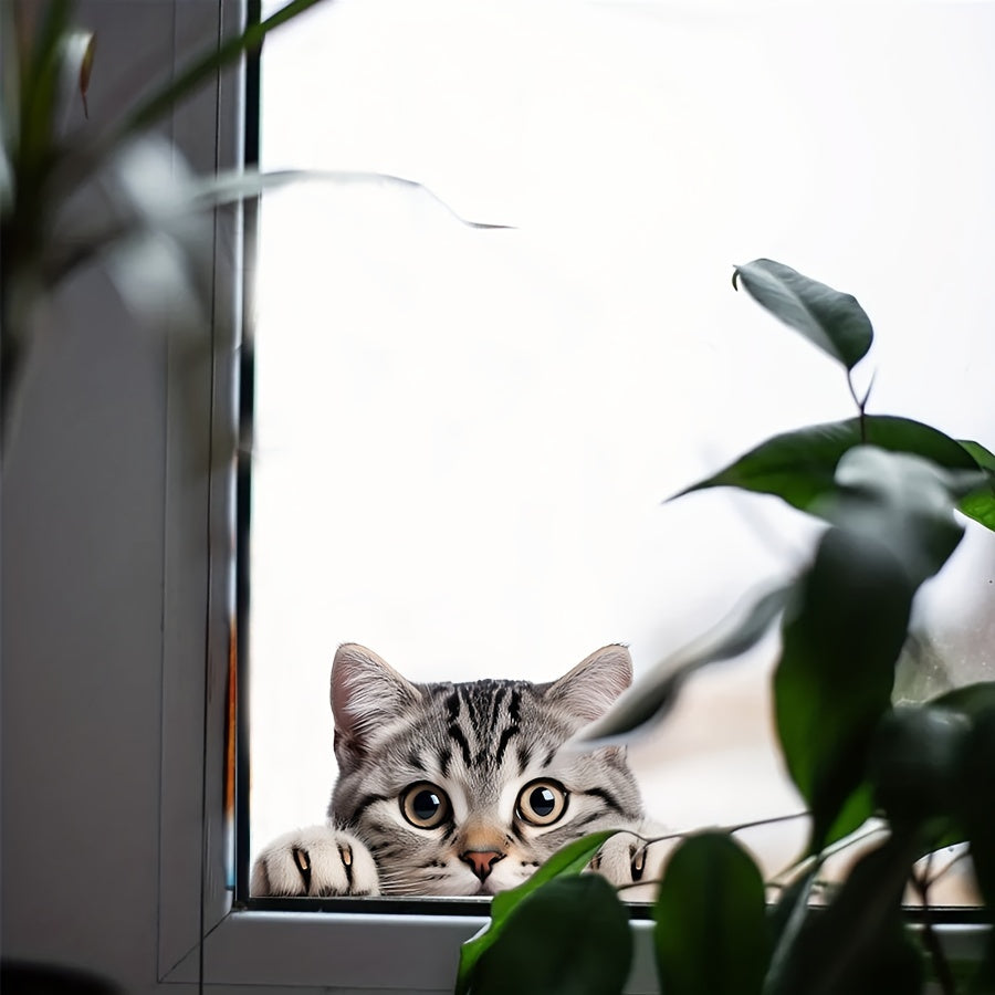 Cute Peeking Cat Window Sticker Removable Decor for Car, Door, Home