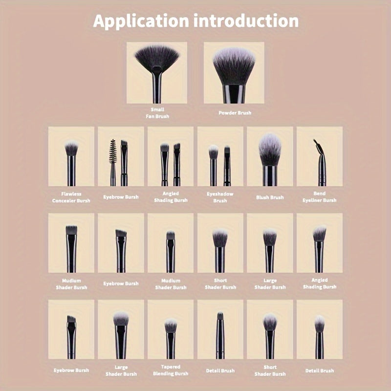 28-Piece Makeup Brush Set with Sponges for Face and Eyes, Nylon Bristles