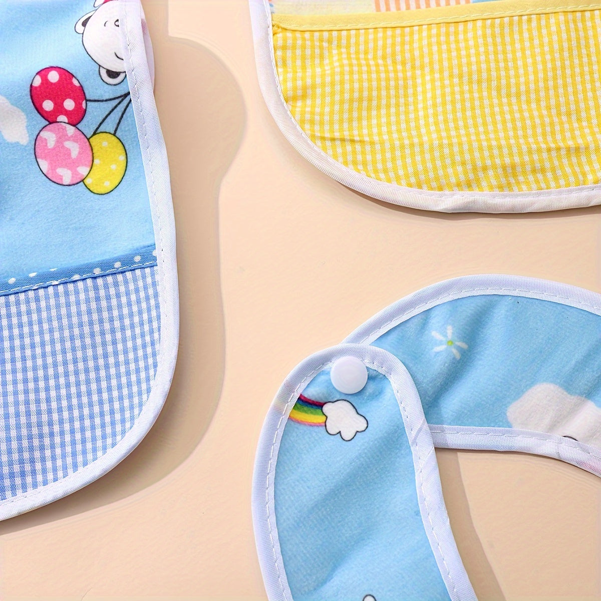 Set of 3 Waterproof Baby Bibs with Cartoon Designs for Feeding and Drooling