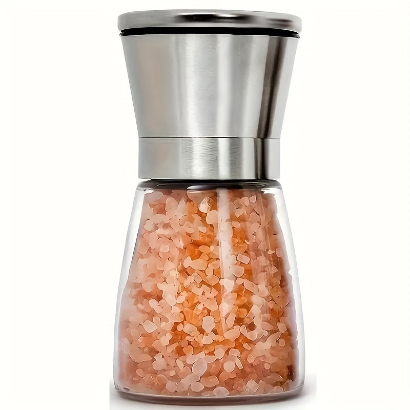 Stainless Steel Glass Manual Pepper Grinder Refillable Salt Mill Adjustable