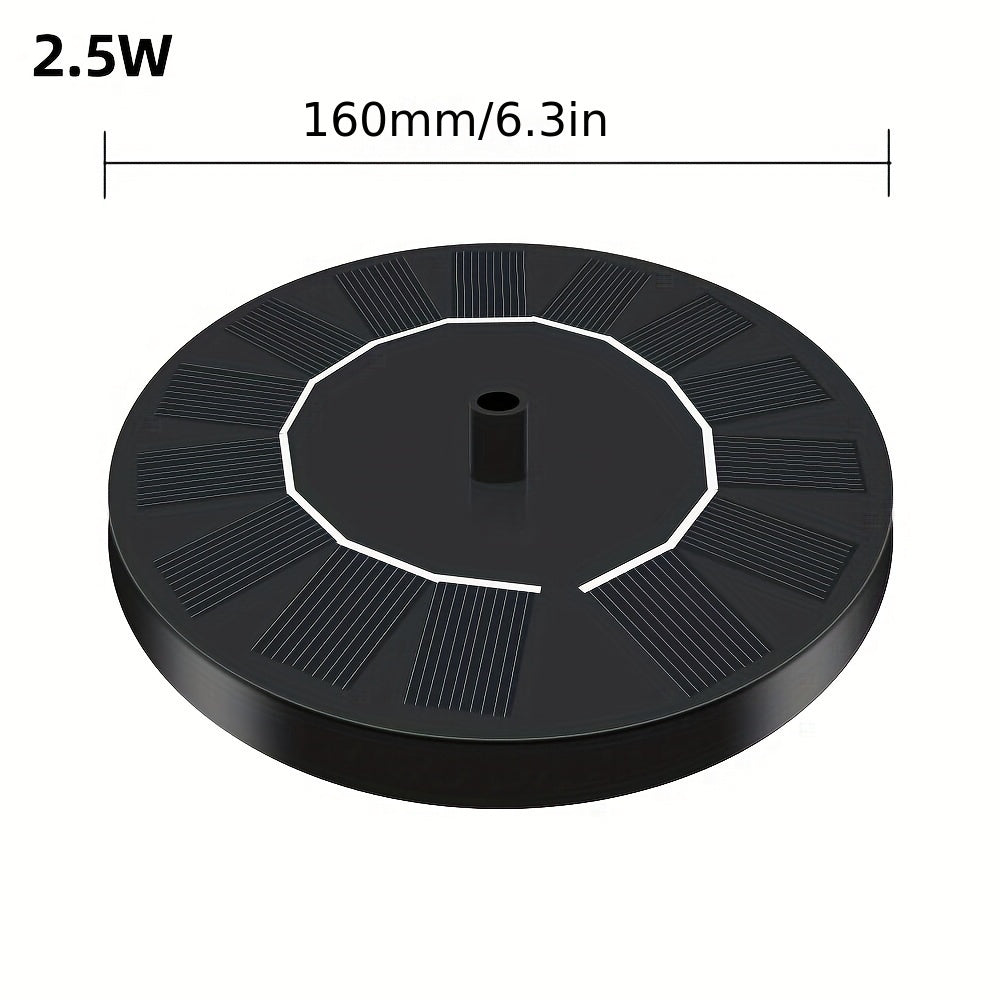 1 to'plam 2.5W quyoshli qush vannasi fontan nasosi 6 ta nozzle bilan, bog'lar, hovuzlar, suzish havzalari, baliq idishlari, akvariumlar va ochiq joylar uchun 6.3 dyuymli nasos.