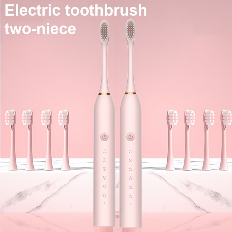 Qayta to'ldiriladigan elektr tish cho'tkasi, sezgir g'amlarga mo'ljallangan, 2 ta paket, 6 ta rejim