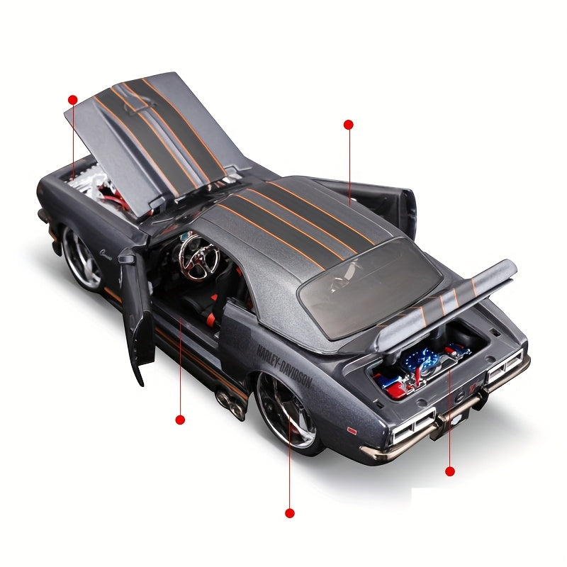 Juguete coleccionable de coche de aleación de zinc gris a escala 1:24 para niños