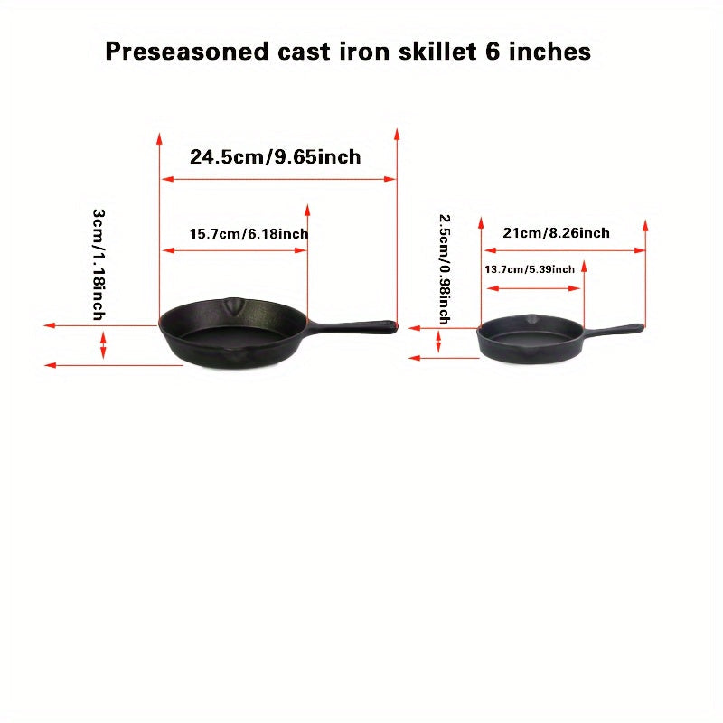 Cast Iron Skillet Set 4-Piece Pre-Seasoned Indoor Outdoor Cookware