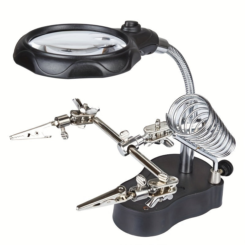 Magnifying Glass Stand with LED Lights Helping Hand Soldering Aid with Clamp