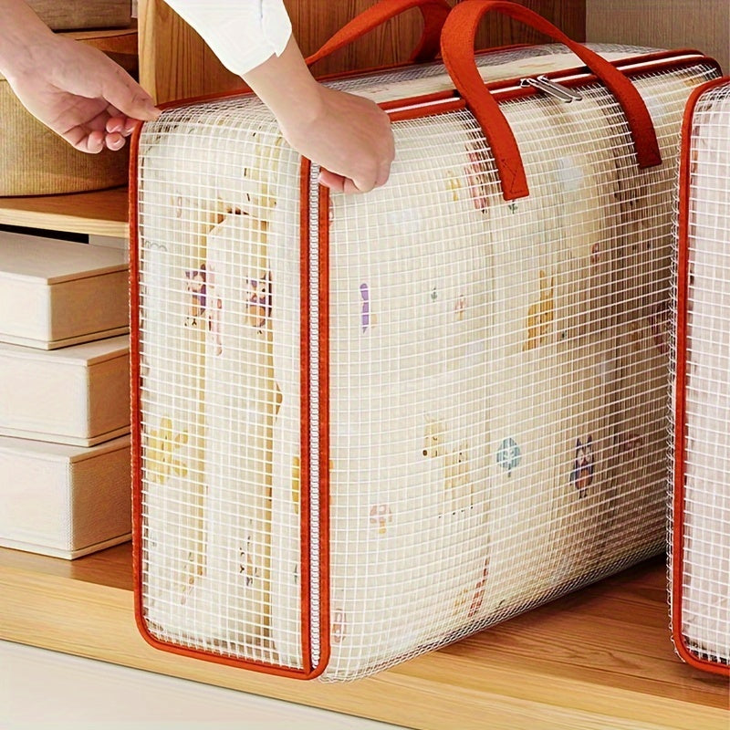 Bolsa de almacenamiento de malla de PVC impermeable para ropa y edredones, organizador de embalaje para mover debajo de la cama