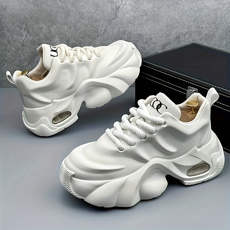 Men's White Chunky Sneakers Breathable Durable All Seasons Casual Street Style