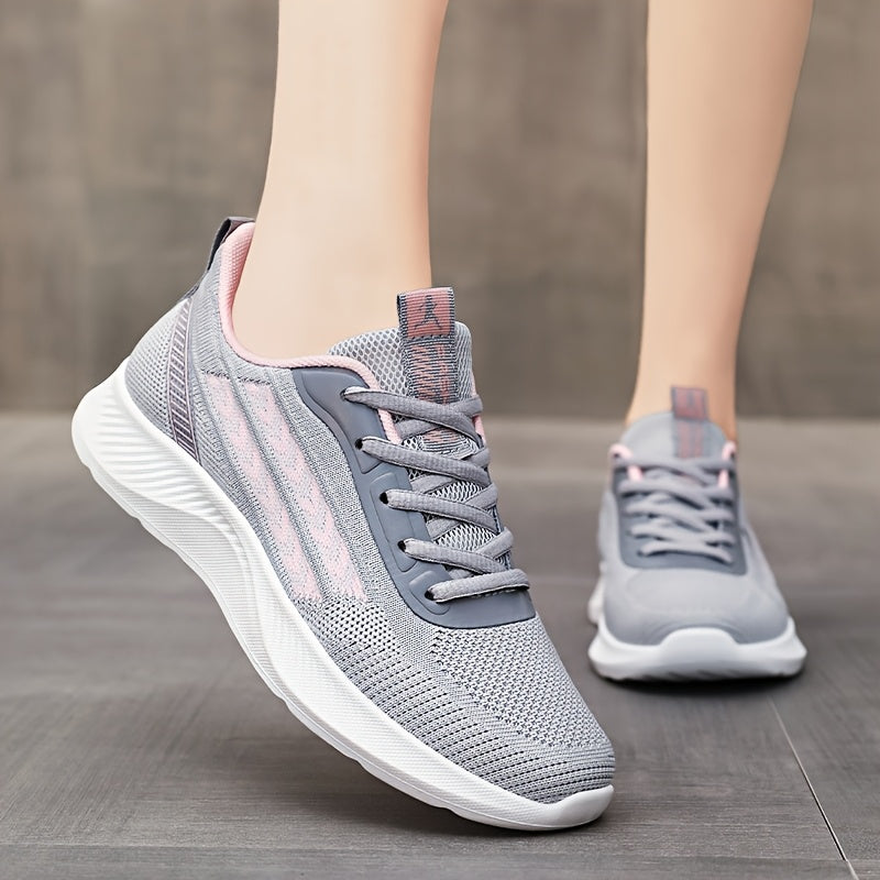Women's Lightweight Mesh Running Sneakers White Purple Casual Low-Top