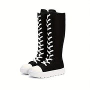 Women's Casual High-Top Sneakers with Side Zipper, Breathable Fabric