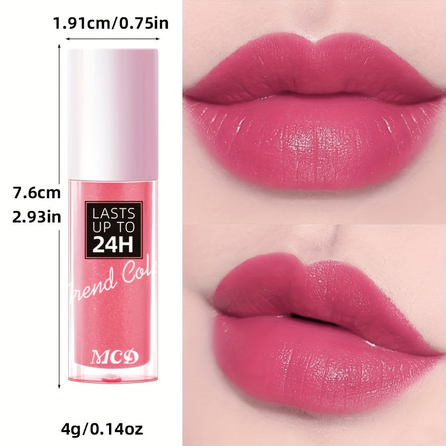 Brillo de labios mate de larga duración para mujer, no pegajoso, con alto pigmento rosa