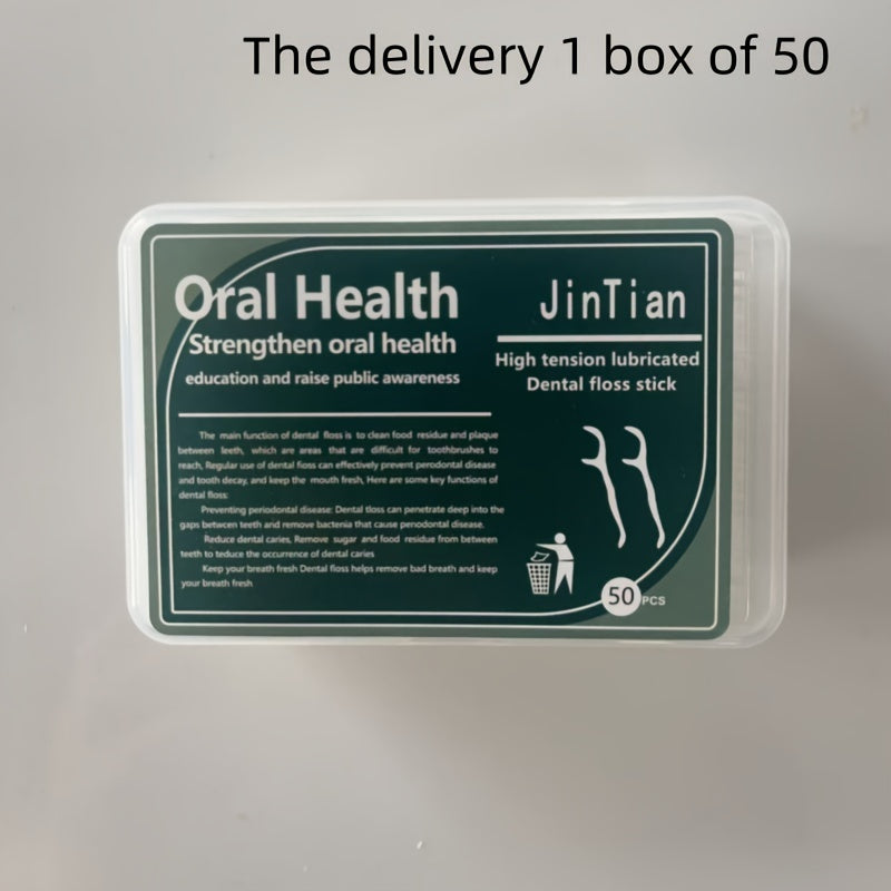 Unisex Polyester Dental Floss Sticks 3-Inch Long, 50 Pack for Oral Care