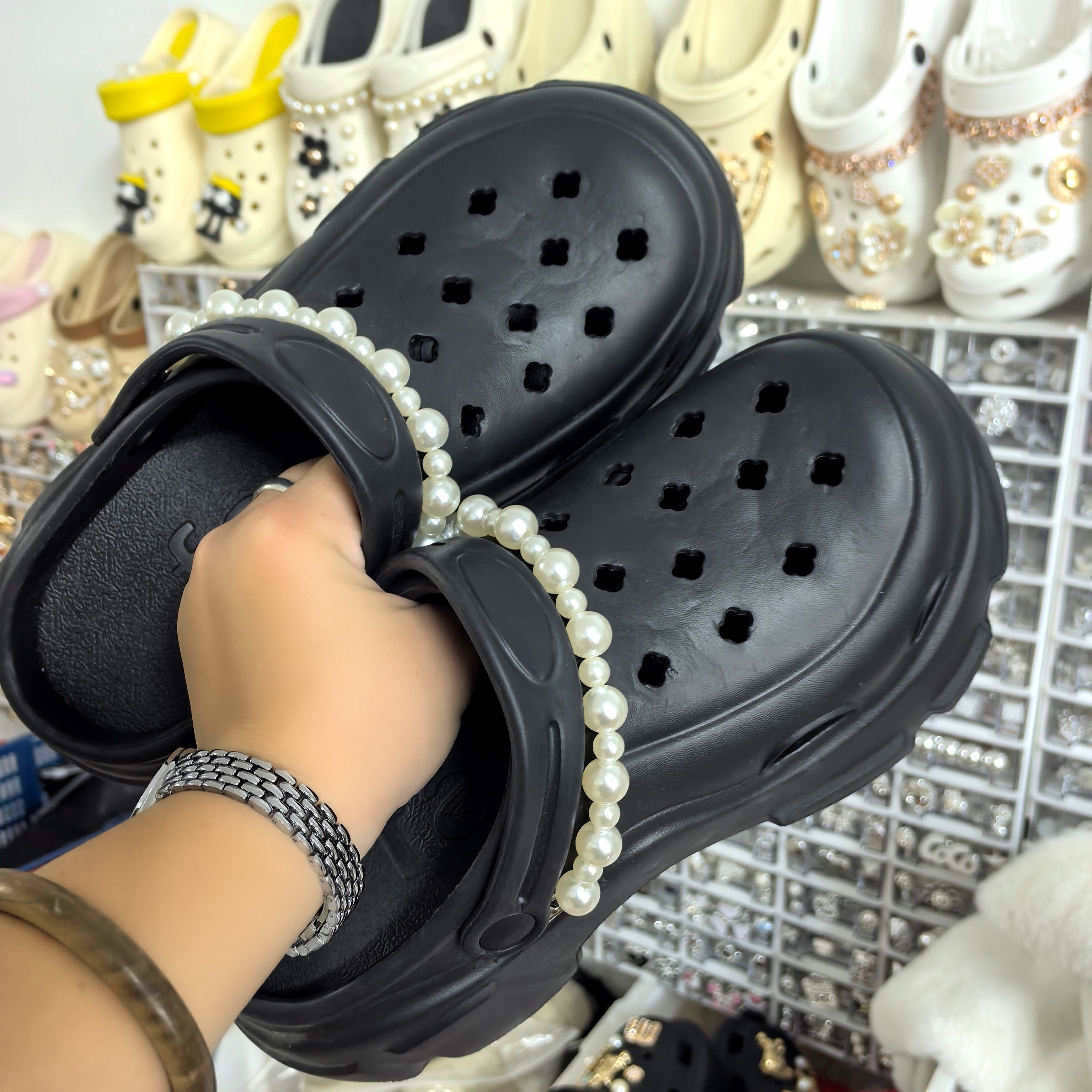 Women Pearl Chain Shoe Accessories Lightweight Stylish Dress Up Footwear