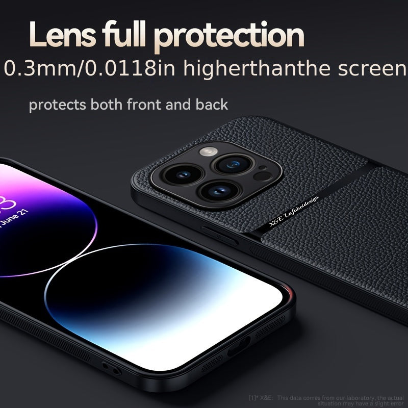 Luxury Faux Leather Magnetic Phone Case for iPhone with Lens Protection Shockproof Bumper