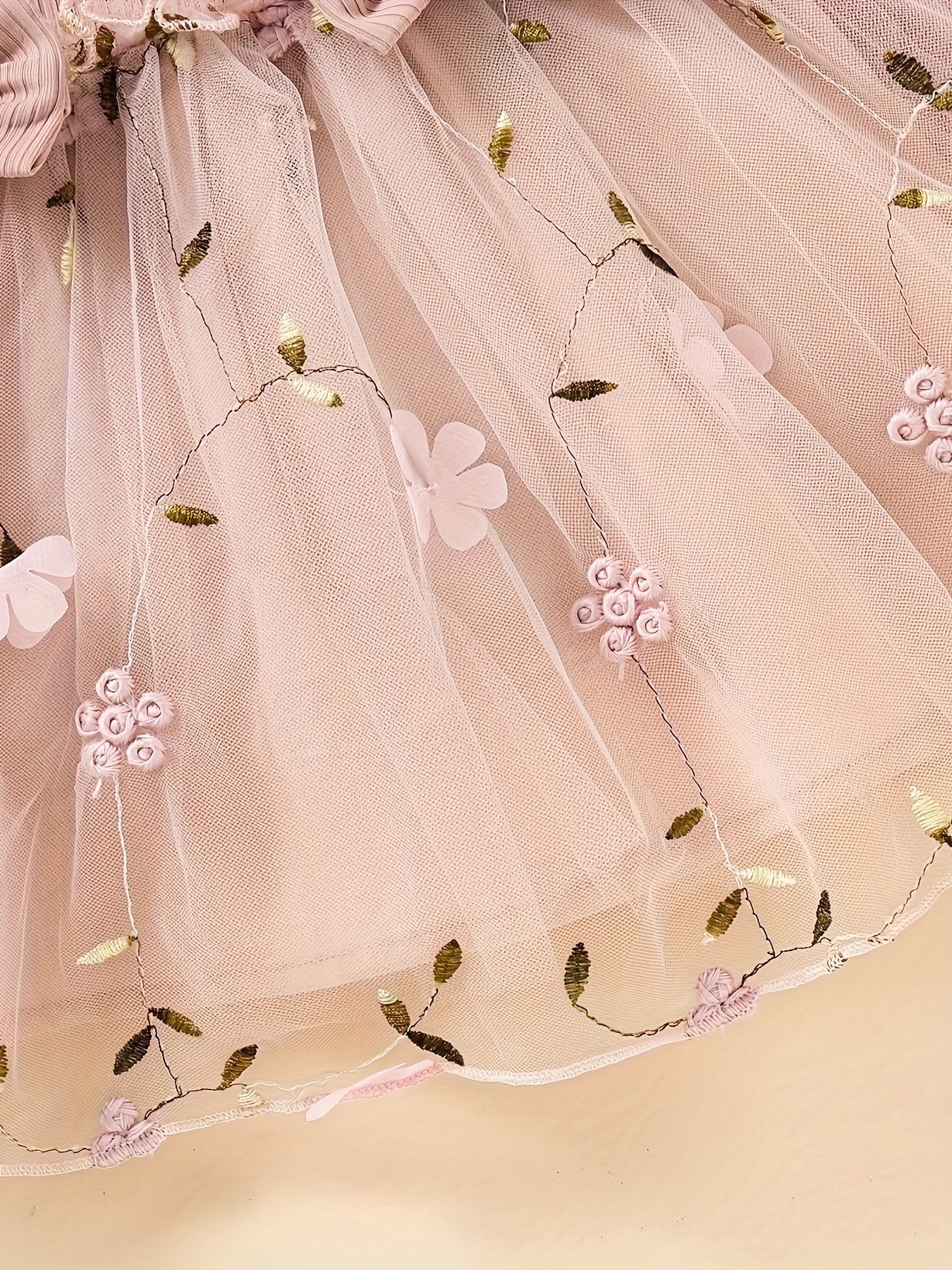 Kichkina qiz bolalar uchun uzun qoʻlli gul naqshli kiyingan, kundalik yozgi bolalar kiyimi