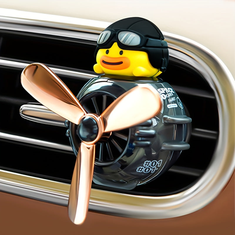 Cute Cartoon Duck Car Air Freshener Rotating Propeller Vent Fan Decoration