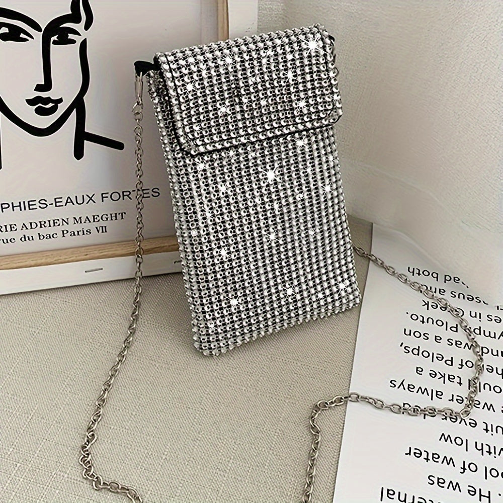 Rhinestone Evening Clutch Crossbody Purse for iPhone and Samsung