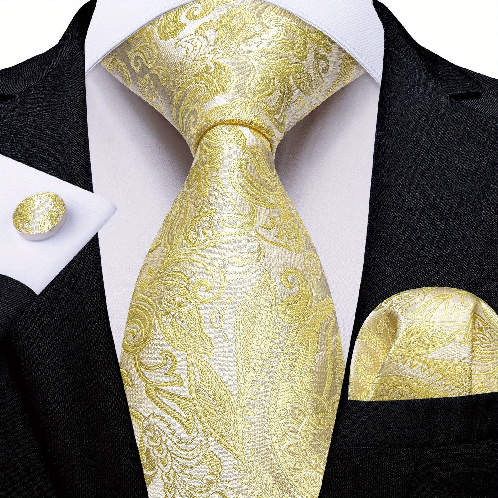 Men's Necktie Set with Cufflinks for Wedding Formal Wear Stylish Accessories