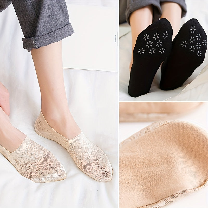 Women’s Lace Invisible Socks Low Cut Breathable 5 Pairs