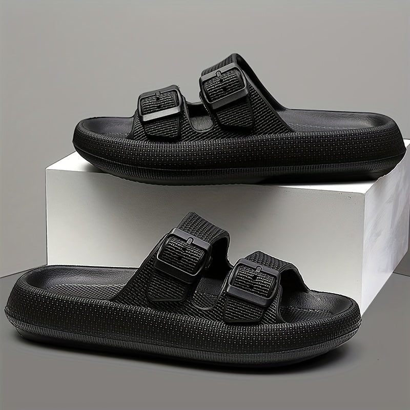 Men's EVA Slides Casual Open Toe Slip On with Buckles for Indoor Outdoor Summer
