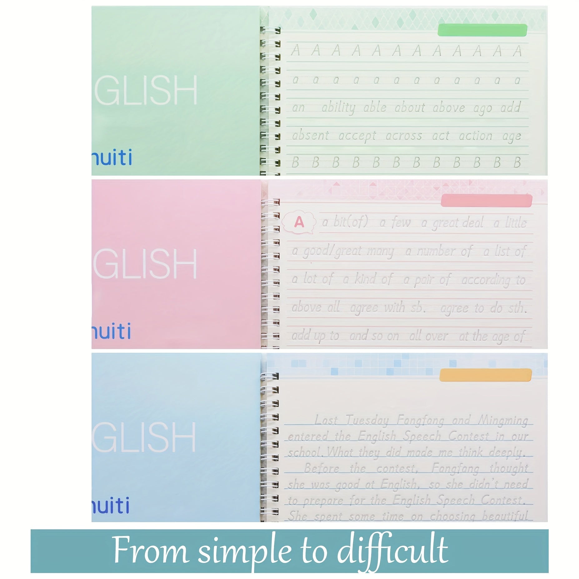 English Handwriting Practice Set with Reusable Calligraphy Alphabet Book and Writing Tools