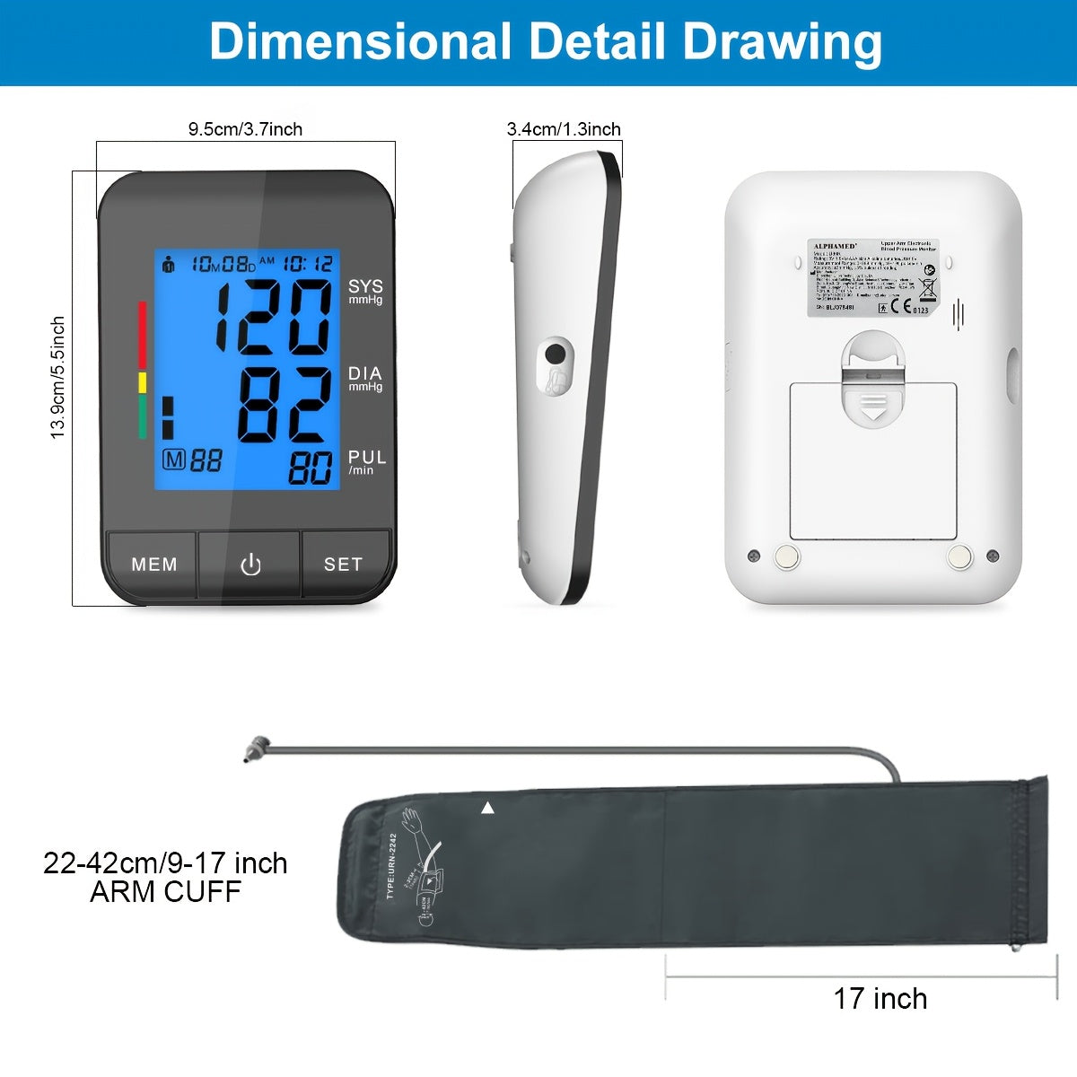 Digital Blood Pressure Monitor with Large LCD Display and Dual Oversized Cuffs