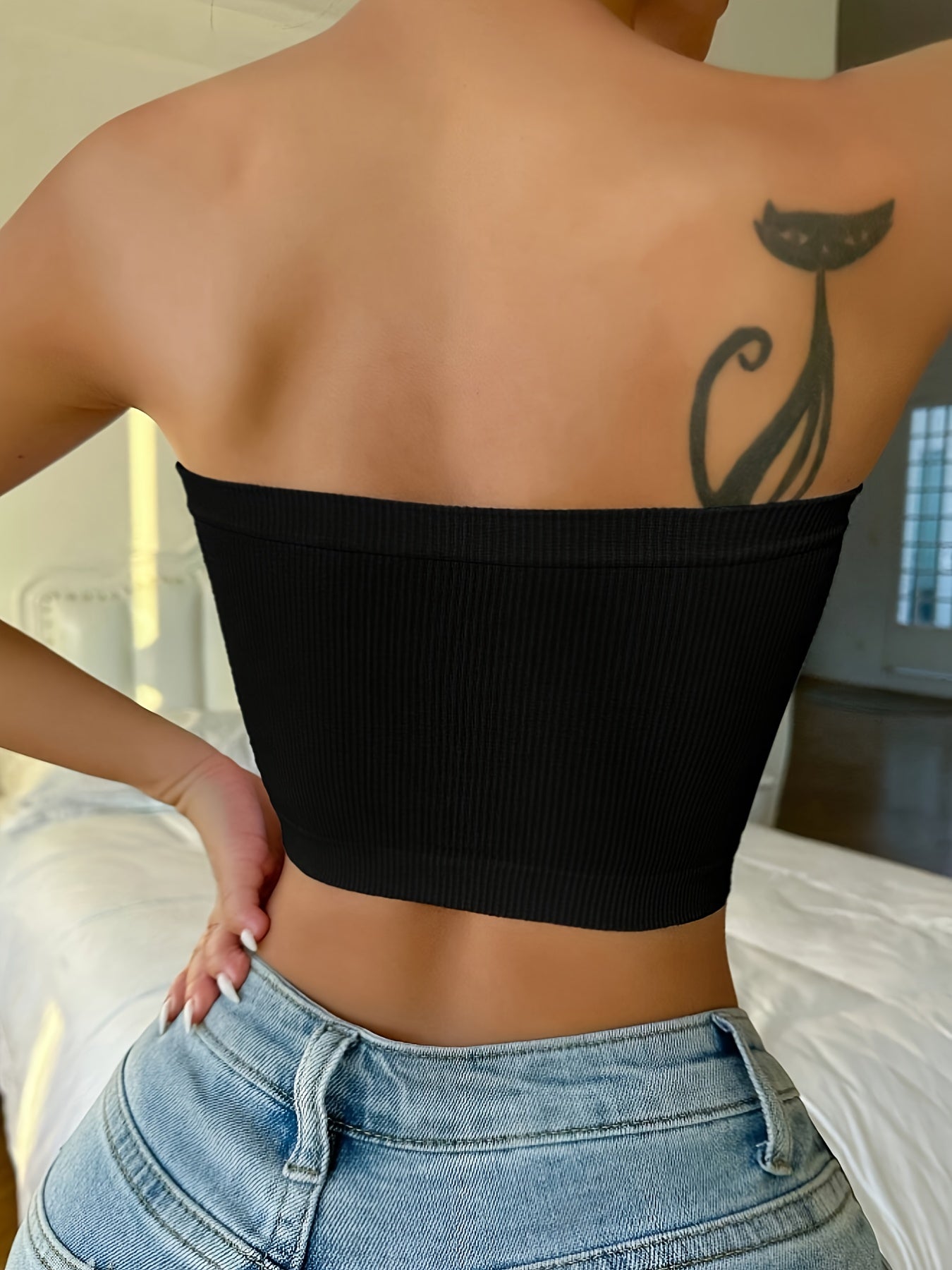 Sujetador bandeau sin tirantes con aros y soporte push-up para mujer