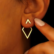 Ayollar uchun geometrik ikki qavatli olmosli sirg‘alar minimalistik zamonaviy zargarlik