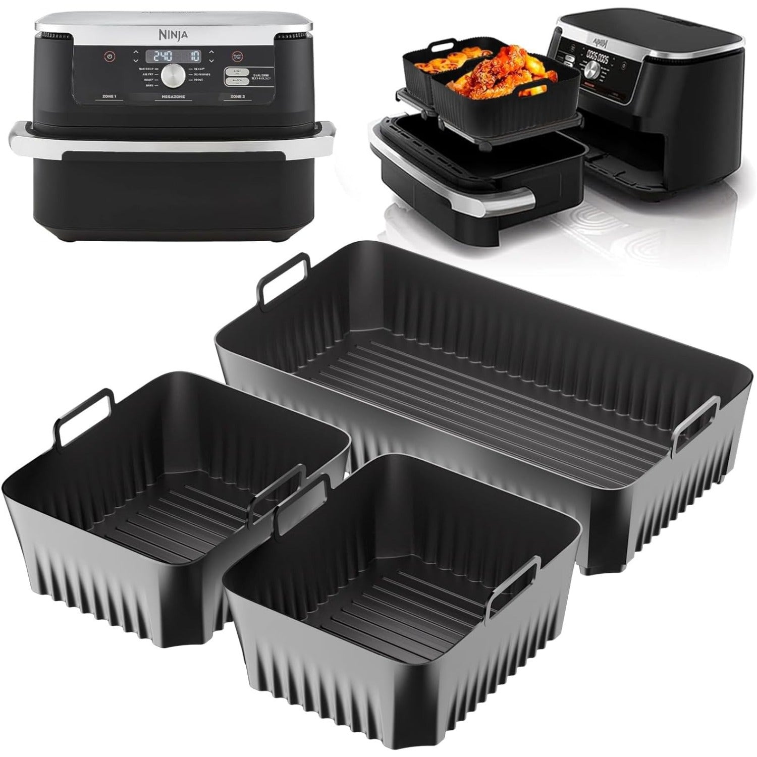Ninja Foodi Flex Drawer 5.2L 10.4L uchun silikondan tayyorlangan havo qovurish uchun linzalar, yopishmaydigan chuqur qovurish uchun aksessuarlar