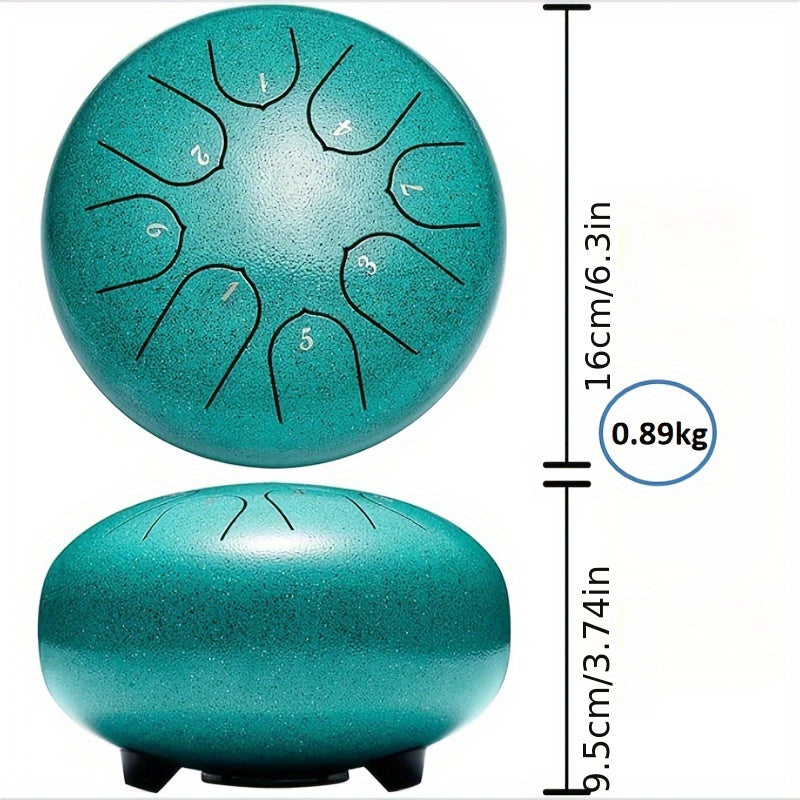 6-Inch Steel Drum with 8 Tones, Bag, Mallet, and Music Book for Meditation and Music Education