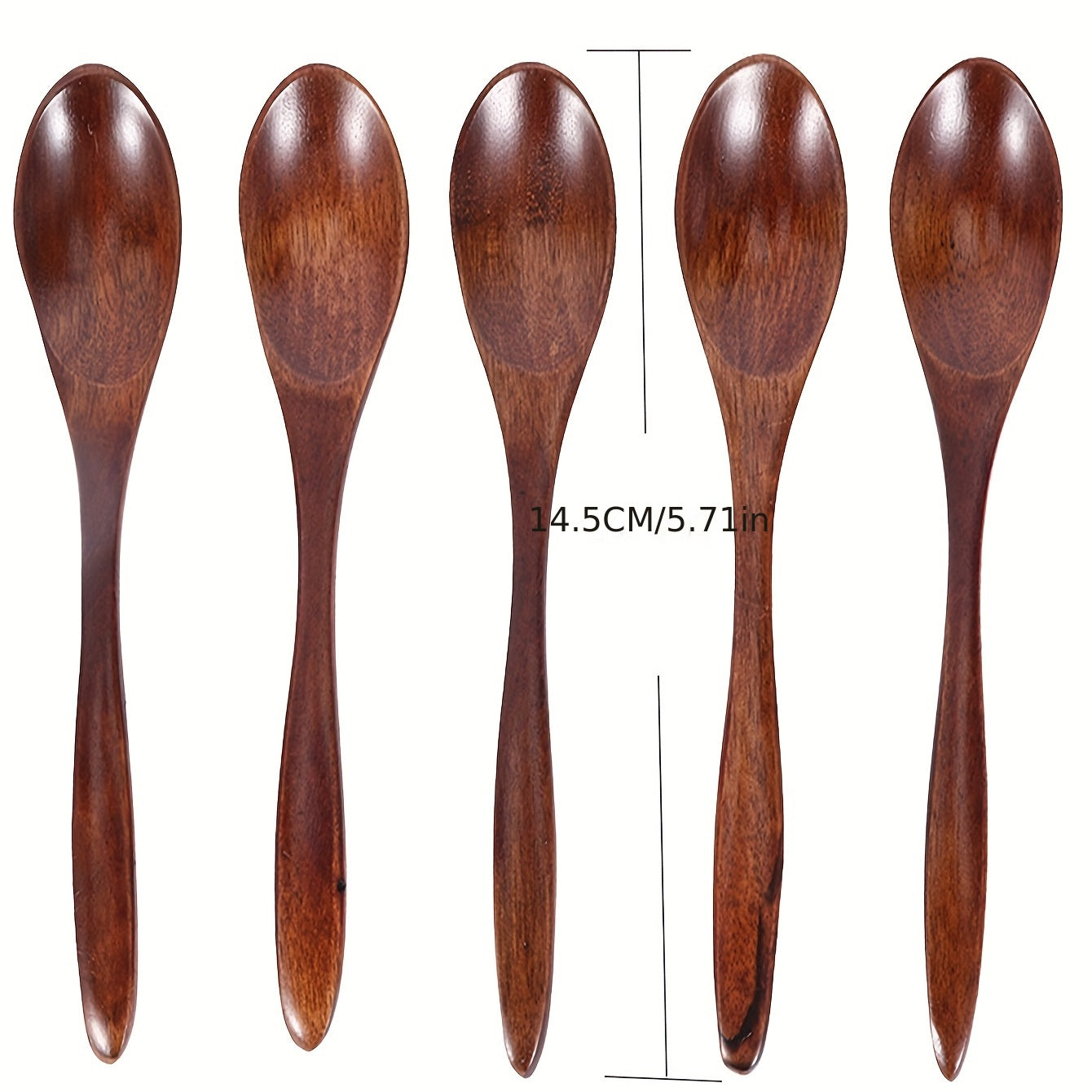 Set of 5 Hardwood Coffee Spoons for Honey, Seasoning, Dessert, Yogurt, Milk