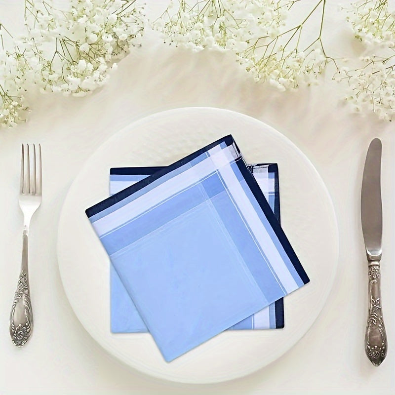 Set of 12 Men's Cotton Handkerchiefs Pocket Squares with Plaid Design