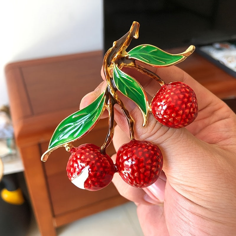 Lychee Fruit Brooch Pin Resin Lapel Pin for Women's Coats Stylish Adorable Unique Design