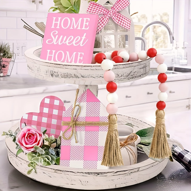 Rustic Farmhouse Beads Garland with Tassels for Mantel Decor Eco-Friendly Wooden Wreath