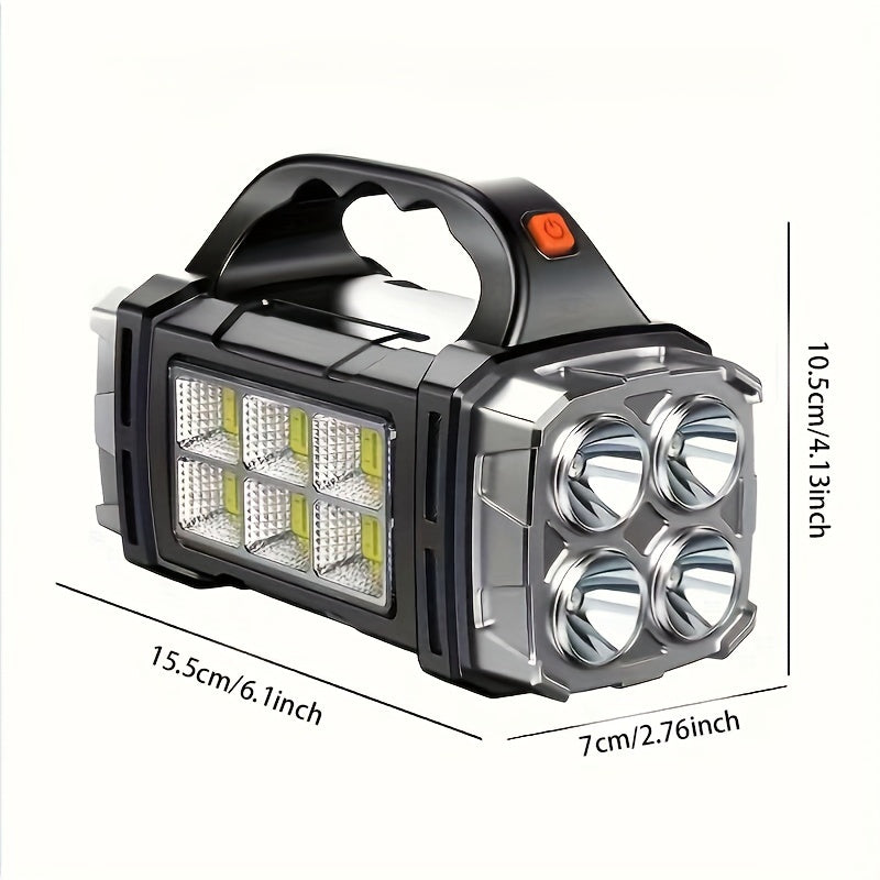 High-Powered LED Flashlight with Solar and USB Charging for Outdoor Activities
