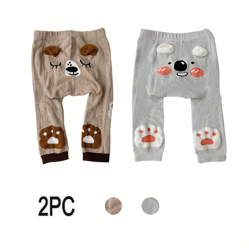 Conjunto de leggings para niños de mezcla de algodón 2 unidades, suaves, elásticos, para todas las estaciones, con dibujos animados