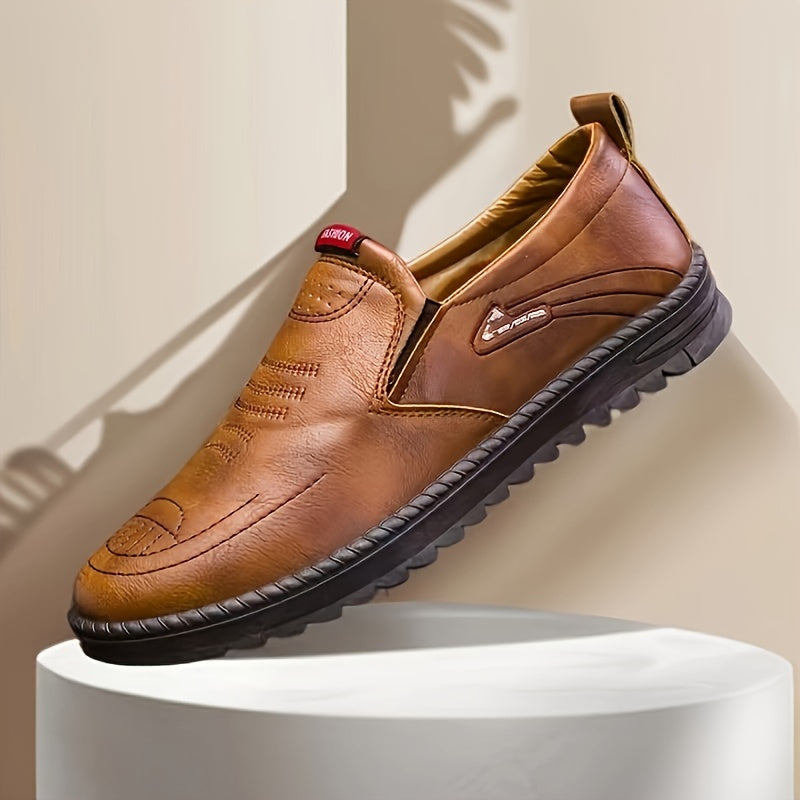 Zapatos de vestir slip-on para hombre antideslizantes, cómodos y casuales, de color sólido para todas las estaciones