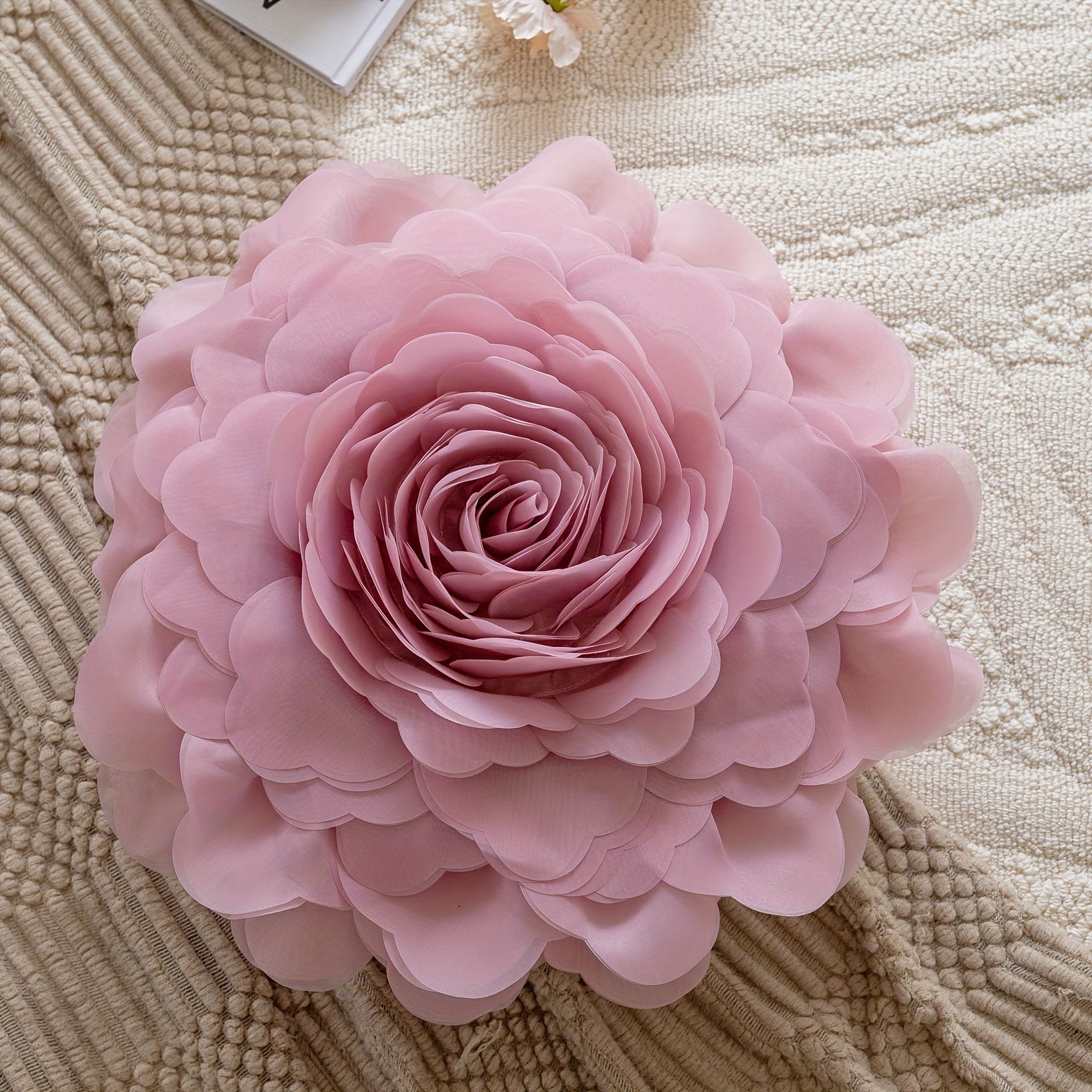 Funda de cojín de flores de tul de princesa en 3D, lujo ligero, decoración para dormitorio y sala de estar