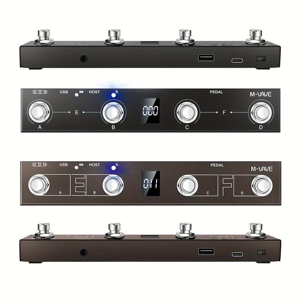 4 tugmachali, oyoq kalitli, USB orqali zaryadlanadigan, qayta zaryadlanadigan batareyali, MIDI host interfeysi va voltaji ≤36V bo'lgan simsiz MIDI boshqaruvchisi - Chocolate Plus modeli