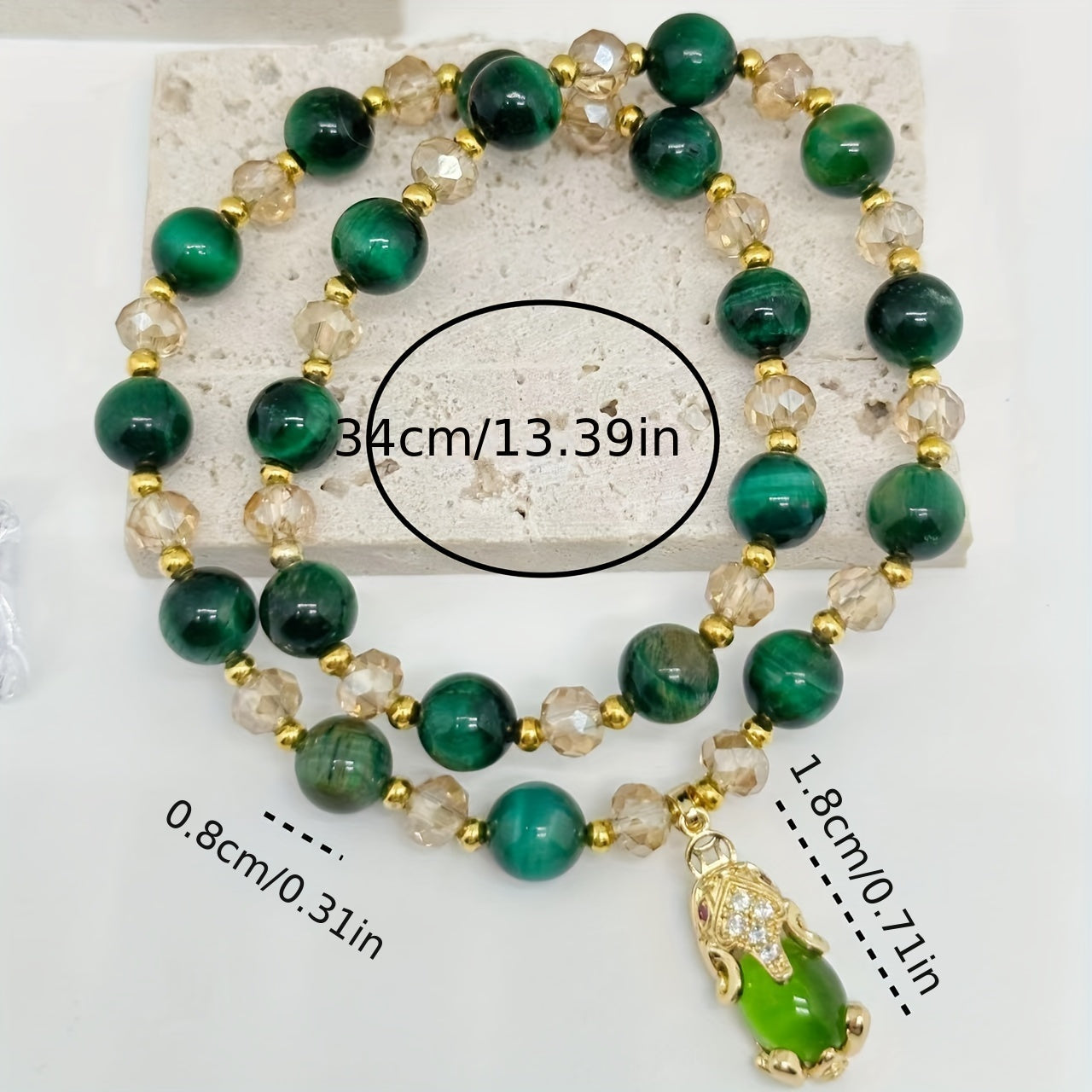 Tiger Eye Stone Pixiu Charm Bracelet Natural Beads for Women and Men Single or Double Chain