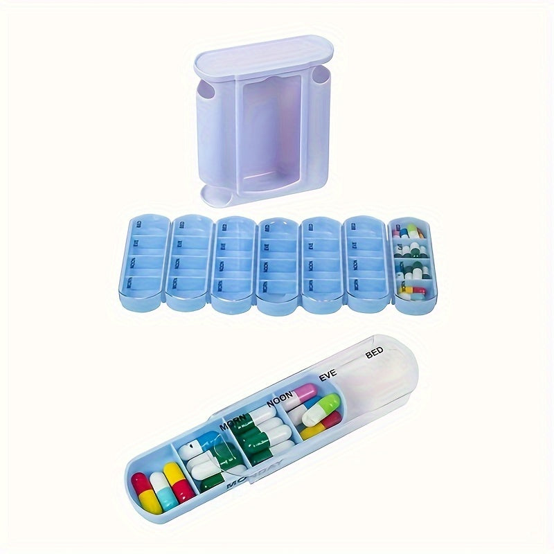 Caja de pastillas desmontable de 28 compartimentos de plástico para unisex con sello y organizador de almacenamiento