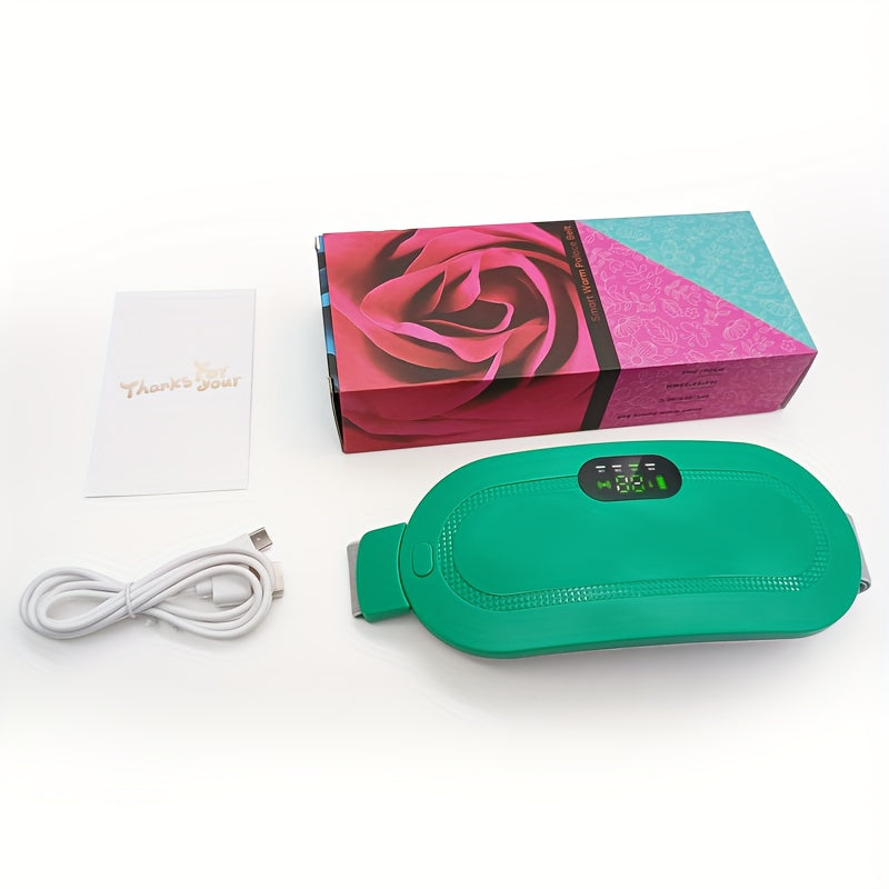 Masajeador de cintura con calefacción eléctrica y batería recargable USB, 3 modos de temperatura, 4 modos de vibración, almohadilla térmica