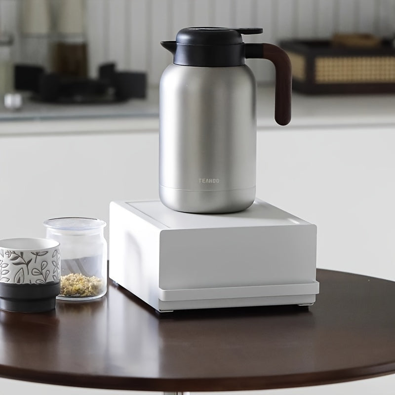 Metal Countertop Storage Box with Drawer for Kitchen Coffee and Tea Organizer