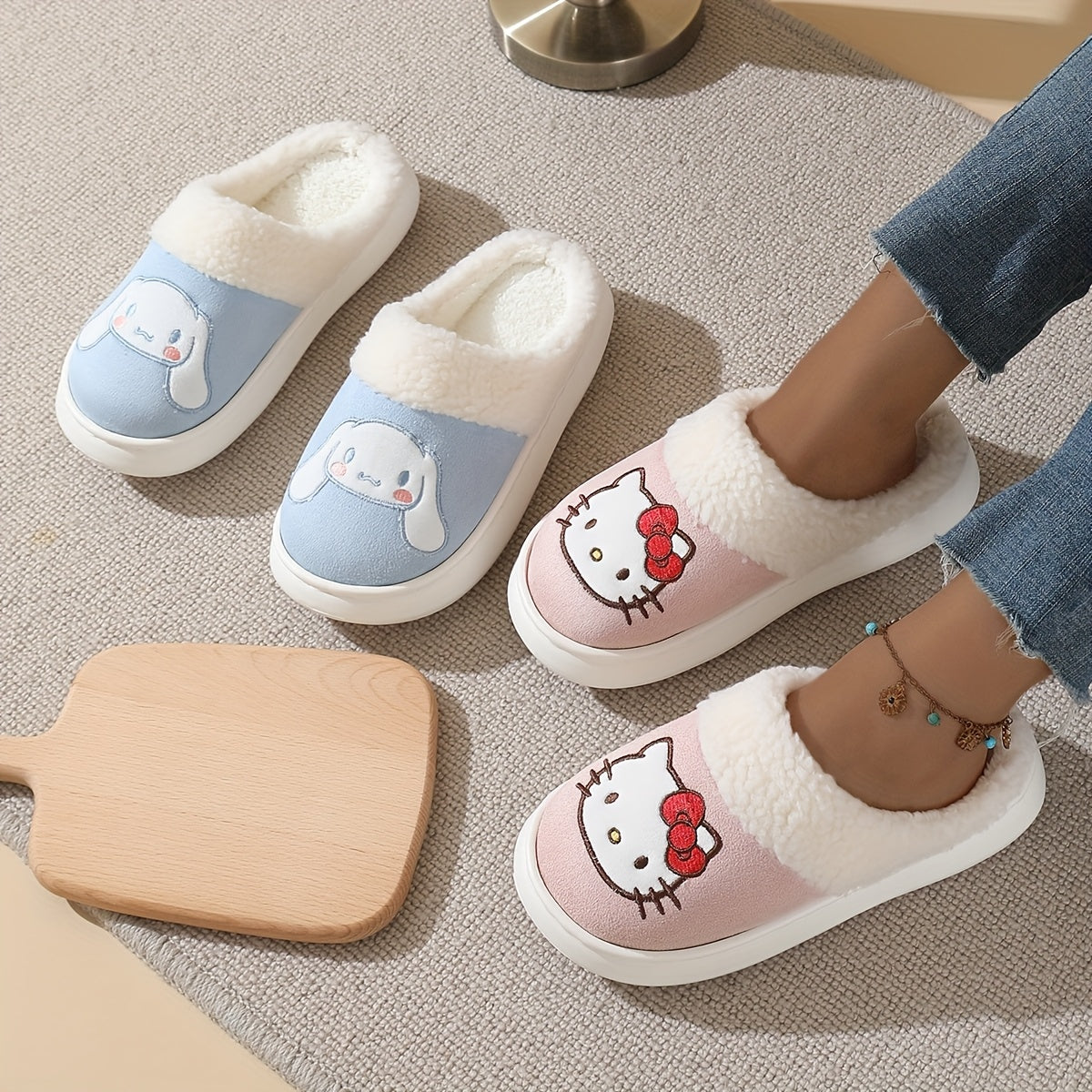 Women's Warm Cartoon Indoor Outdoor Slippers Anti-Slip Thick Soled